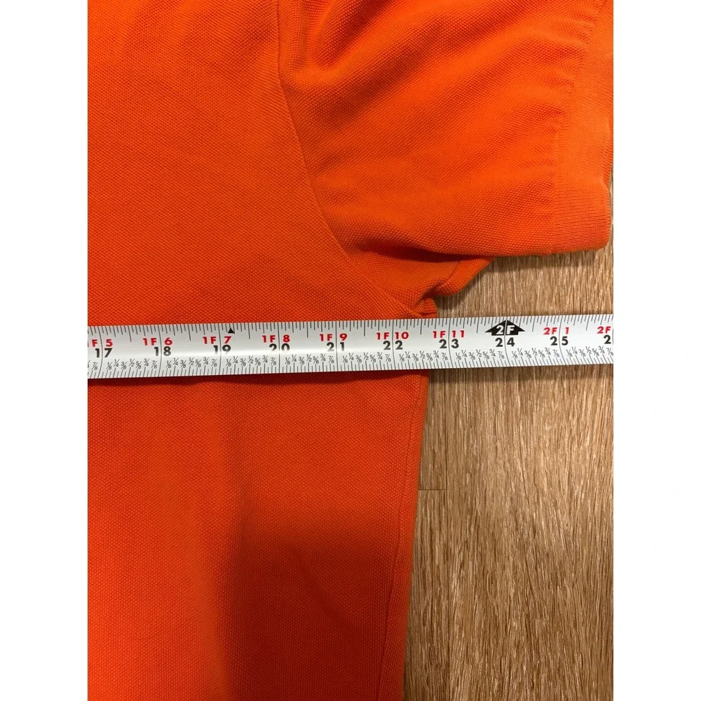Polo Ralph Lauren Mens Orange Pique Short Sleeve Polo Shirt Green Pony Logo L